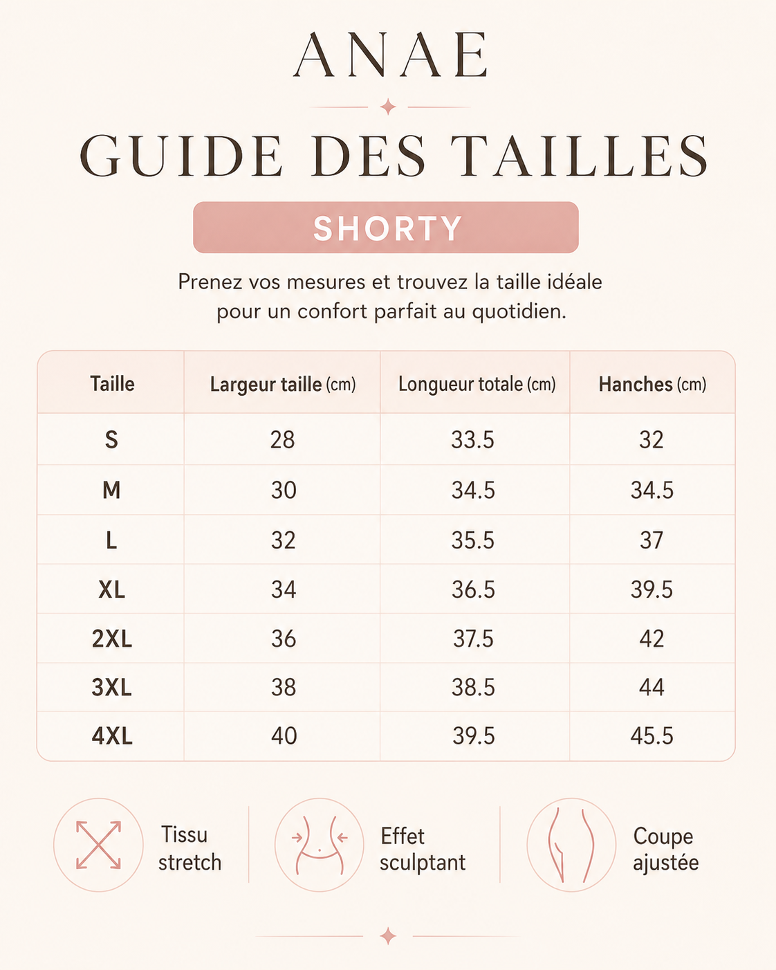 Shorty Sculptant ANAE – Taille haute, galbant et confortable