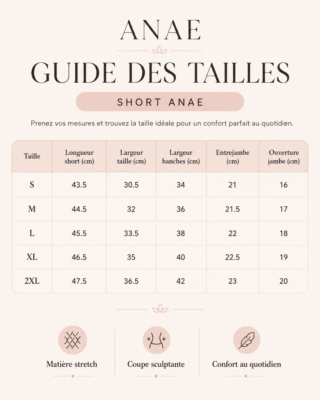 Short Sculptant ANAE – Taille haute, galbant et confortable