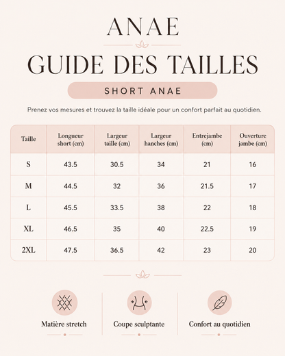 Short Sculptant ANAE – Taille haute, galbant et confortable